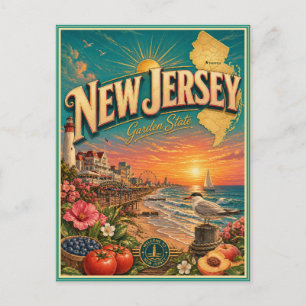 Tarjeta Postal de Recuerdo de Viaje Retro de Nueva