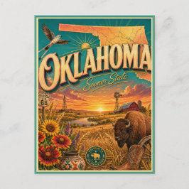 Tarjeta Postal de Recuerdo de Viaje Retro de Oklah