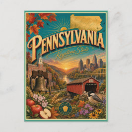 Tarjeta Postal de Recuerdo de Viaje Retro de Pensi