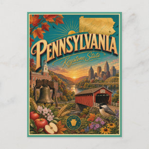Tarjeta Postal de Recuerdo de Viaje Retro de Pensi