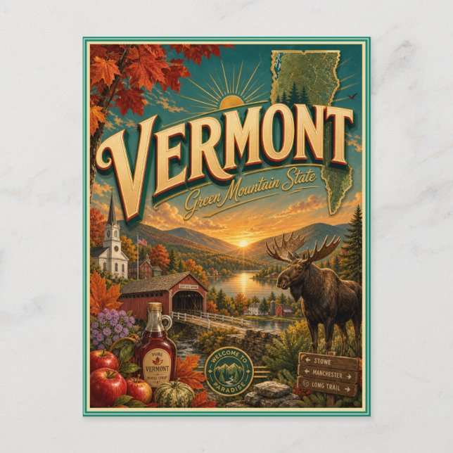 Tarjeta Postal de Recuerdo de Viaje Retro de Vermo (Anverso)
