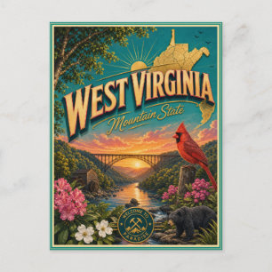 Tarjeta Postal de Recuerdo de Viaje Retro de Virgi