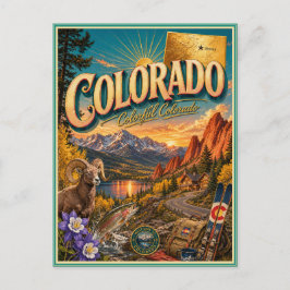 Tarjeta Postal de Recuerdo de Viajes Retro de Colo