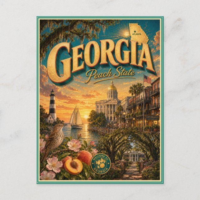 Tarjeta Postal de Recuerdo de Viajes Retro de Geor (Anverso)