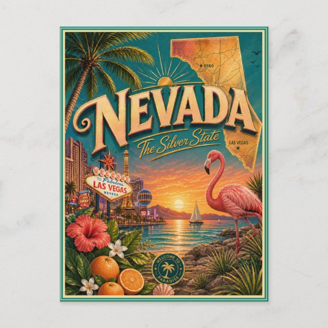Tarjeta Postal de Recuerdo de Viajes Retro de Neva (Anverso)