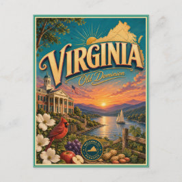 Tarjeta Postal de Recuerdo de Viajes Retro de Virg