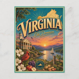 Tarjeta Postal de Recuerdo de Viajes Retro de Virg
