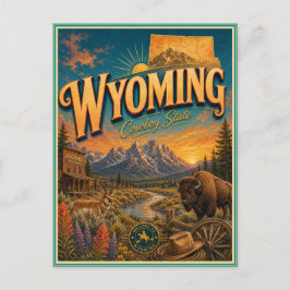 Tarjeta Postal de Recuerdo de Viajes Retro de Wyom