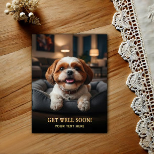 Tarjeta postal de recuperación para adorable Shih 