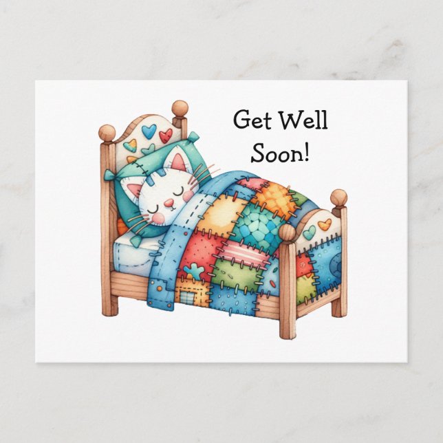 Tarjeta postal de recuperación pronta para gato li (Anverso)