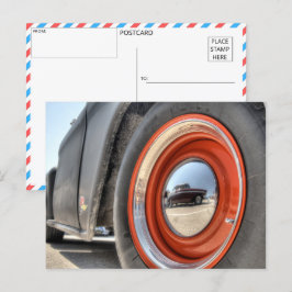 Tarjeta postal de reflexión de coches de época