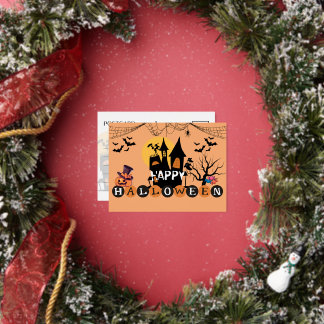 Tarjeta postal de Relieve metalizado Feliz Hallowe