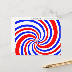 Tarjeta postal de remolinos rojos, blancos y azule