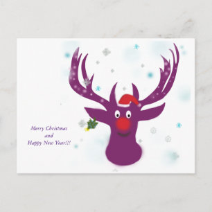 Tarjeta postal de renos navideños