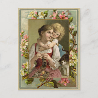 Tarjeta postal de reproducción vintage de madre e