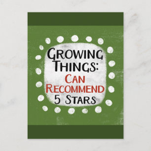Tarjeta postal de reseña de jardinería de cosas en