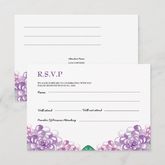 Tarjeta postal de respuesta a boda (Anverso / Reverso)