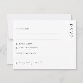 Tarjeta Postal de Respuesta de Boda Clásica Simple
