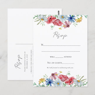 Tarjeta postal de respuesta de boda con acuarela f