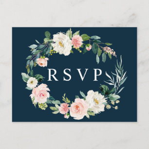 Tarjeta postal de respuesta de boda con corona flo