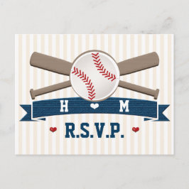 Tarjeta postal de respuesta de boda de béisbol con