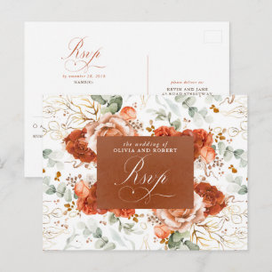 Tarjeta postal de respuesta de boda de flores de t