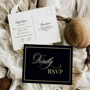 Tarjeta postal de respuesta de boda de lujo clásic