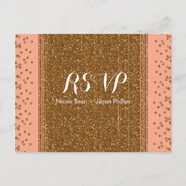 Tarjeta postal de respuesta de boda en rosa meloco (Anverso)