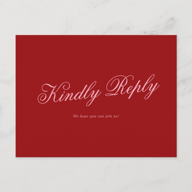 Tarjeta postal de respuesta de boda romántica mini (Anverso)