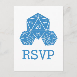 Tarjeta postal de respuesta de dados azul D20