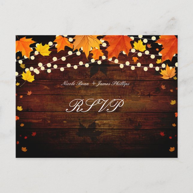 Tarjeta postal de respuesta de Hojas de Otoño de M (Anverso)