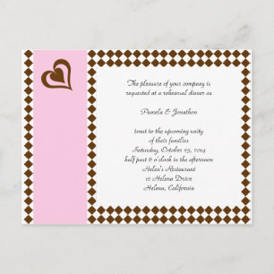 Tarjeta postal de respuesta de invitación rosa mar