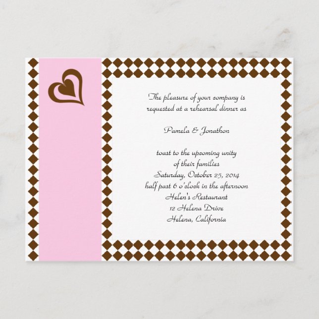 Tarjeta postal de respuesta de invitación rosa mar (Anverso)