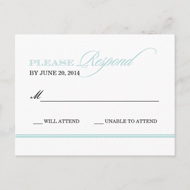 Tarjeta postal de respuesta del Boda de elegancia  (Anverso)