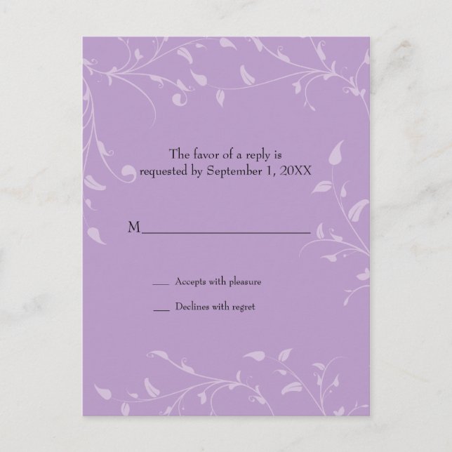 Tarjeta postal de respuesta del Boda de vinas blan (Anverso)