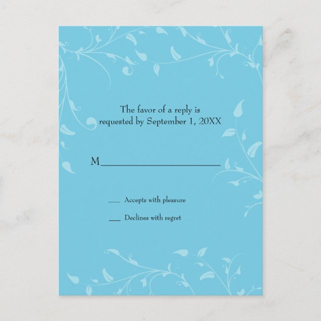 Tarjeta postal de respuesta del Boda de vinas blan (Anverso)