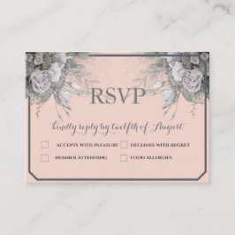 Tarjeta postal de respuesta elegante rosa gris y g