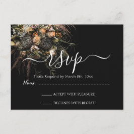 Tarjeta postal de respuesta floral vintage oscura