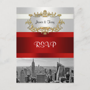 Tarjeta postal de respuesta NYC Skyline BW 05 Blan