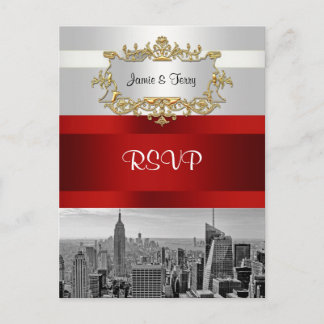 Tarjeta postal de respuesta NYC Skyline BW 05 Blan
