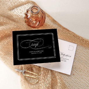 Tarjeta postal de respuesta para boda con letra ne