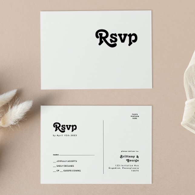 Tarjeta Postal de Respuesta para Boda con Letra Re (Subido por el creador)