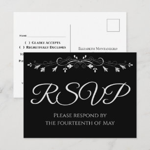 Tarjeta postal de respuesta para boda elegante de 