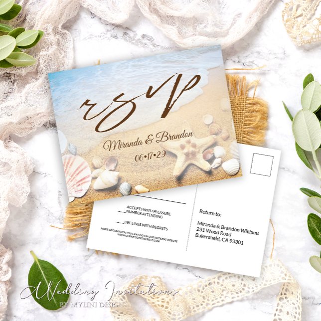 Tarjeta Postal de Respuesta para Boda en la Playa  (Subido por el creador)