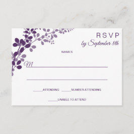 Tarjeta postal de respuesta / RSVP de boda morada 