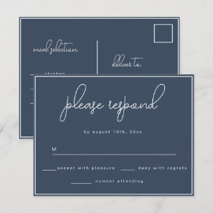 Tarjeta postal de respuesta RSVP de boda simple az