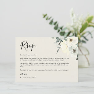 Tarjeta postal de respuesta vintage crema con flor