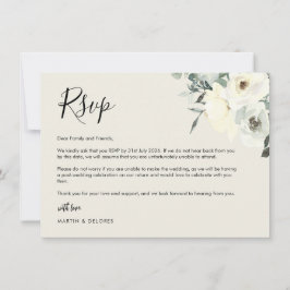 Tarjeta postal de respuesta vintage crema con flor