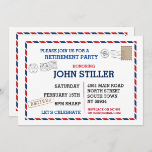 Tarjeta postal de retiro Tarjeta postal roja azul 