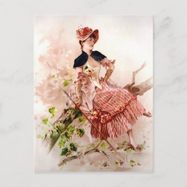 Tarjeta postal de retrato de dama antigua (Anverso)